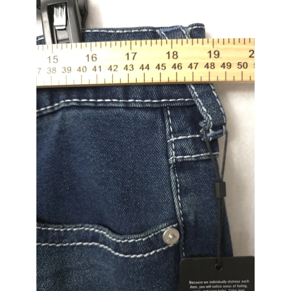 Men's True Religion Rocco Big T Flap Relaxed Skinny Jeans 36x32 700677 Dark Wash